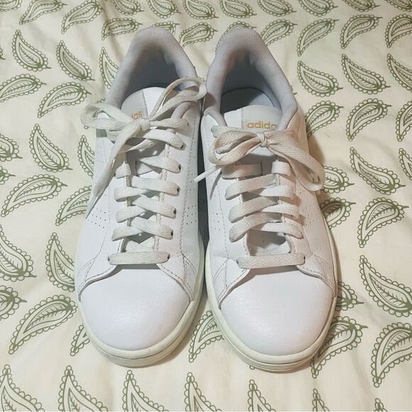 Adidas Advantage Shoes Leopard Heel Sneakers Lace Up Tennis Shoes White 7.5 - Picture 4 of 8